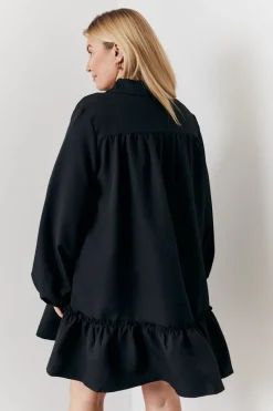 Tie Detail Balloon Sleeve Smock Dress|In the Style Online