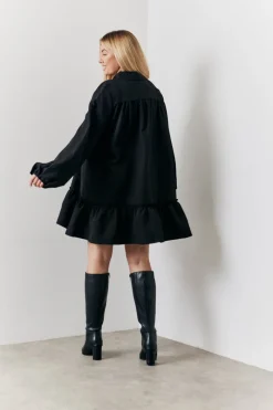 Tie Detail Balloon Sleeve Smock Dress|In the Style Online
