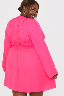 Tie Detail Plunge Skater Dress|In the Style Hot