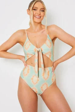 Tie Front Cut Out Swimsuit|In the Style Online