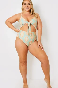 Tie Front Cut Out Swimsuit|In the Style Online