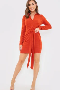 Tie Front Mini Dress|In the Style Sale