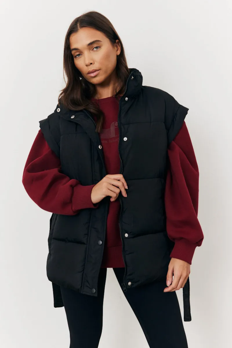 Tie Waist Puffer Gilet|In The Style Hot