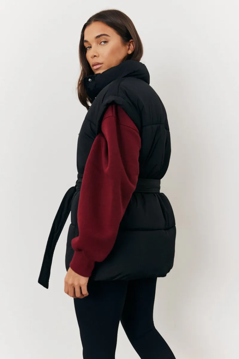 Tie Waist Puffer Gilet|In The Style Hot