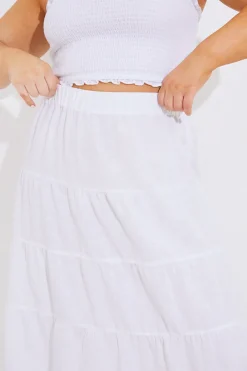 Tiered Linen Look Maxi Co-Ord Skirt|In The Style Clearance