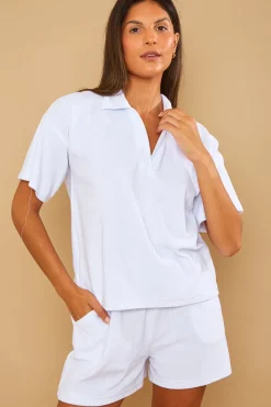 Towelling Co-Ord Polo T-Shirt|In the Style Online