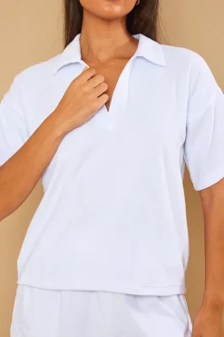 Towelling Co-Ord Polo T-Shirt|In the Style Online