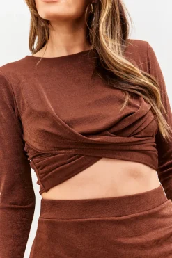 Twist Acetate Slinky Co-Ord Crop Top|In the Style New