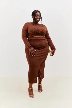Twist Acetate Slinky Co-Ord Crop Top|In the Style New