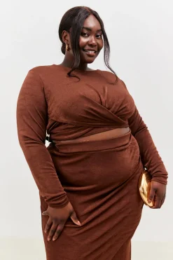 Twist Acetate Slinky Co-Ord Crop Top|In the Style New