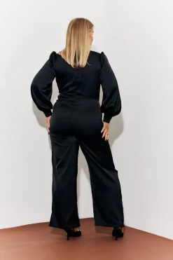 Twist Front Detail Wide Leg Satin Jumpsuit|In the Style Outlet