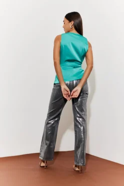 Twisted Detail Cowl Neck Satin Top|In The Style Online