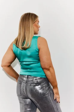 Twisted Detail Cowl Neck Satin Top|In The Style Online