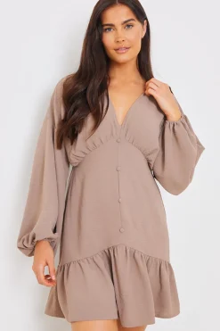 V Neck Frill Hem Smock Dress|In the Style Online