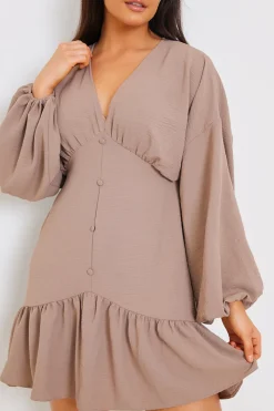V Neck Frill Hem Smock Dress|In the Style Online