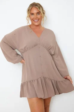 V Neck Frill Hem Smock Dress|In the Style Online