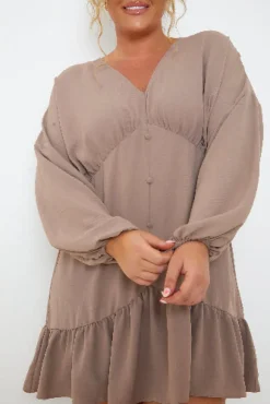 V Neck Frill Hem Smock Dress|In the Style Online