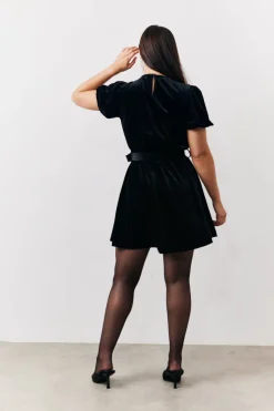 Velvet Embellished Belt Mini Dress|In The Style Online