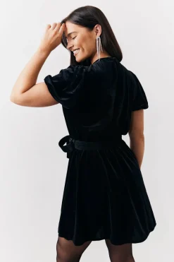 Velvet Embellished Belt Mini Dress|In The Style Online