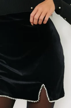 Velvet Faux Pearl Mini Skirt|In the Style Hot