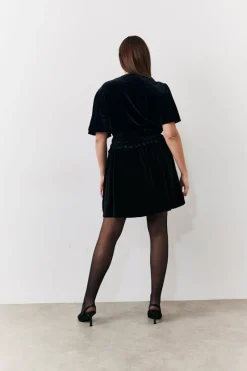 Velvet Mini Dress with Embellished Buttons|In The Style New