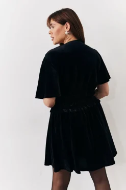 Velvet Mini Dress with Embellished Buttons|In The Style New