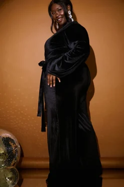 Velvet Puff Sleeve Wrap Front Jumpsuit|In the Style Best