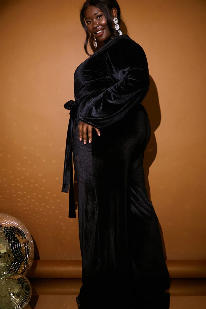 Velvet Puff Sleeve Wrap Front Jumpsuit|In the Style Best