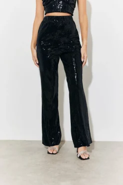 Velvet Sequin Fit and Flare Co-Ord Trouser|In The Style Online