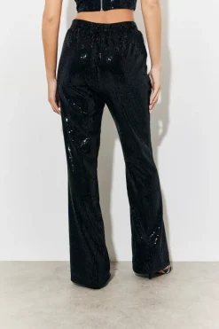 Velvet Sequin Fit and Flare Co-Ord Trouser|In The Style Online