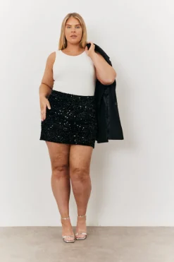 Velvet Sequin Mini Skirt|In the Style Discount