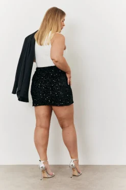 Velvet Sequin Mini Skirt|In the Style Discount