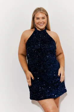 Velvet Sequin Tie Back Detail Mini Dress|In the Style Hot