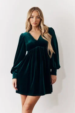 Velvet Smock Mini Dress|In the Style Online