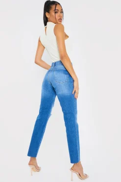 Washed Ripped High Waisted Stretch Mom Jeans|In the Style Best