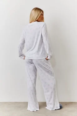 Bow Print Long Sleeve Top and Trouser PJ Set|In The Style Best