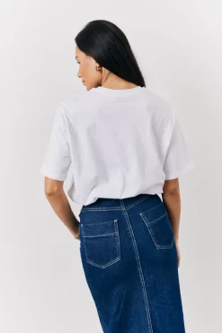 White Embroidered Ciao Slogan T-Shirt|In The Style Outlet