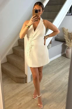 Tailored Halterneck Mini Dress with Bow Detail|In The Style Online