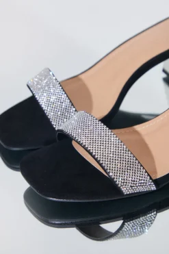 Wide Fit Diamante Strap Low Block Heel|In The Style New