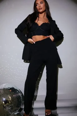 Wide Leg Seam Front Tailored Trouser|In The Style Discount