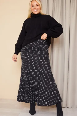 Woven Polka Dot Midaxi Skirt|In the Style Clearance