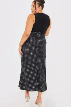 Woven Polka Dot Midaxi Skirt|In the Style Clearance