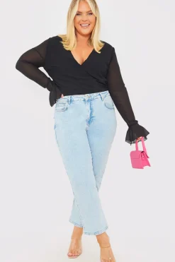 Wrap Front Flared Cuff Bodysuit|In the Style Sale