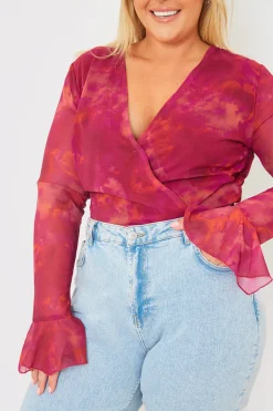 Wrap Front Flared Cuff Bodysuit|In the Style Sale