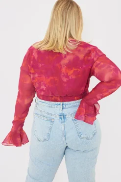 Wrap Front Flared Cuff Bodysuit|In the Style Sale