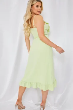 Wrap Front Frill Detail Midi Dress|In the Style Hot