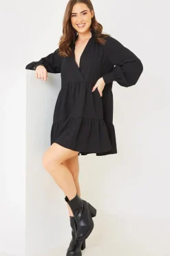 Wrap Front Smock Dress|In the Style Best