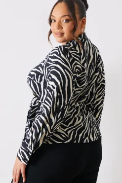 Zebra Print Wrap Front Shirt|In The Style Best