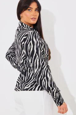Zebra Print Wrap Front Shirt|In The Style Best