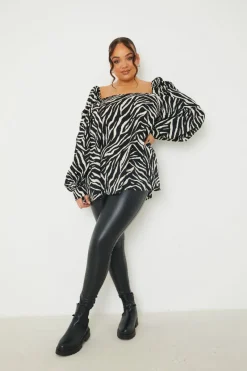 Zebra Woven Balloon Sleeve Blouse|In the Style New